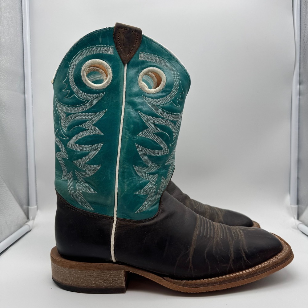 Justin Boots Drennan 11in 8.5 D Square Toe Cowboy Mens Blue, Brown Casual Boots